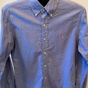 Ralph Lauren Slim Fit Shirt Mens Medium Blue Button Down Oxford Pony Logo